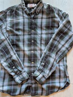 Brooks Brothers Green and Gray Plaid Button-Down Shirt